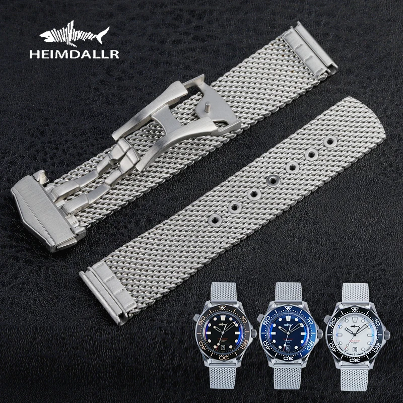 Heimdallr Mesh Watch Strap for NTTD Steel For Omegawatch Titanium Sea Ghost 20mm Stainless Steel Watch mens Bracelet Series Band