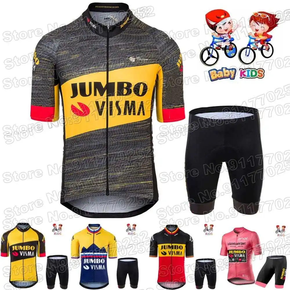 Детский комплект из джерси и футболки Jumbo Visma одежда для велоспорта мальчиков