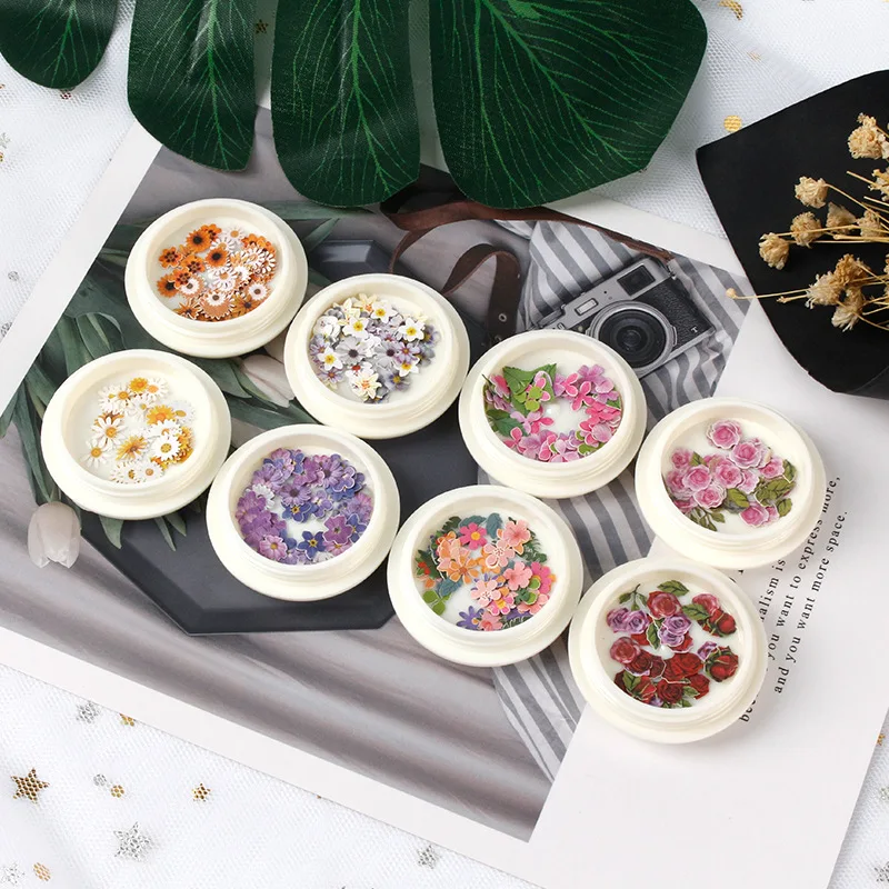 

1Box Kawaii Flowers Design For Nails Decorations Dried Tileable Pulp Flakes Daisy Mixed Nail Patches DIY Accessories Jewelry Tip