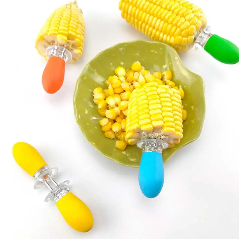 

Cob Cooking Parties Camping Interlocking tool Stainless Steel Corn Holders Design Corn Cob Holders BBQ Forks Skewers Corn on The