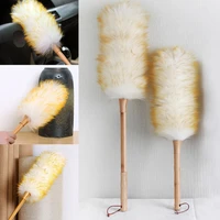 long wooden handle wool duster household dust mites soft non static furniture lambswool brush dusting cleaning duster dust room