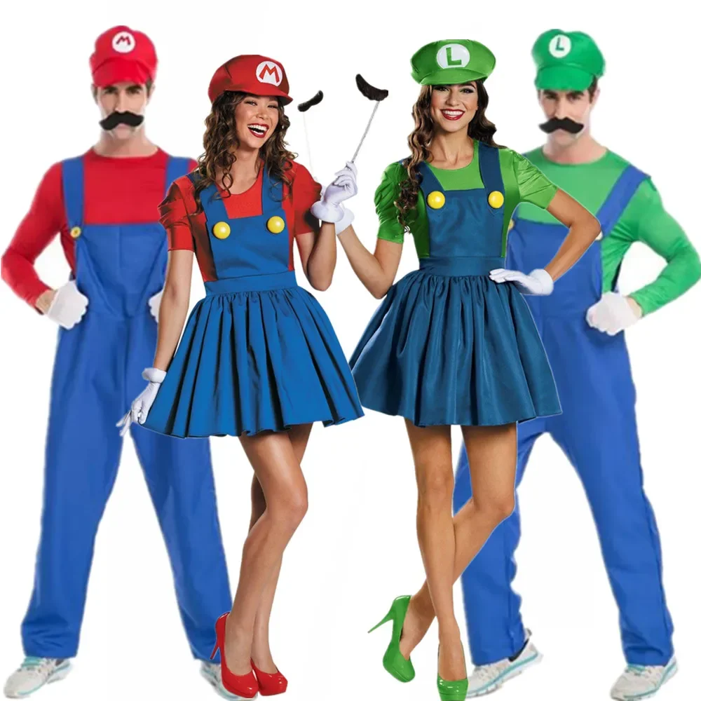

Halloween Super Brother Plumber Costume for Women Men Cosplay Purim Carnival Party Fantasia Dress Up