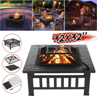 32Inch Iron Large Fire Pits Cast Iron Firepit Modern Stylish BBQ Burn Pit Outdoor for Garden Patio Terrace Camping Stand Stove