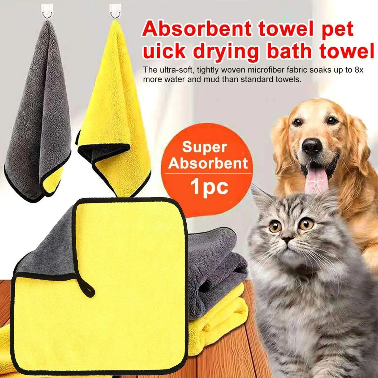 

Быстросохнущее полотенце для собак и домашних животных, полотенце из мягкого волокна, полотенце для домашних животных, товары для ванны для...