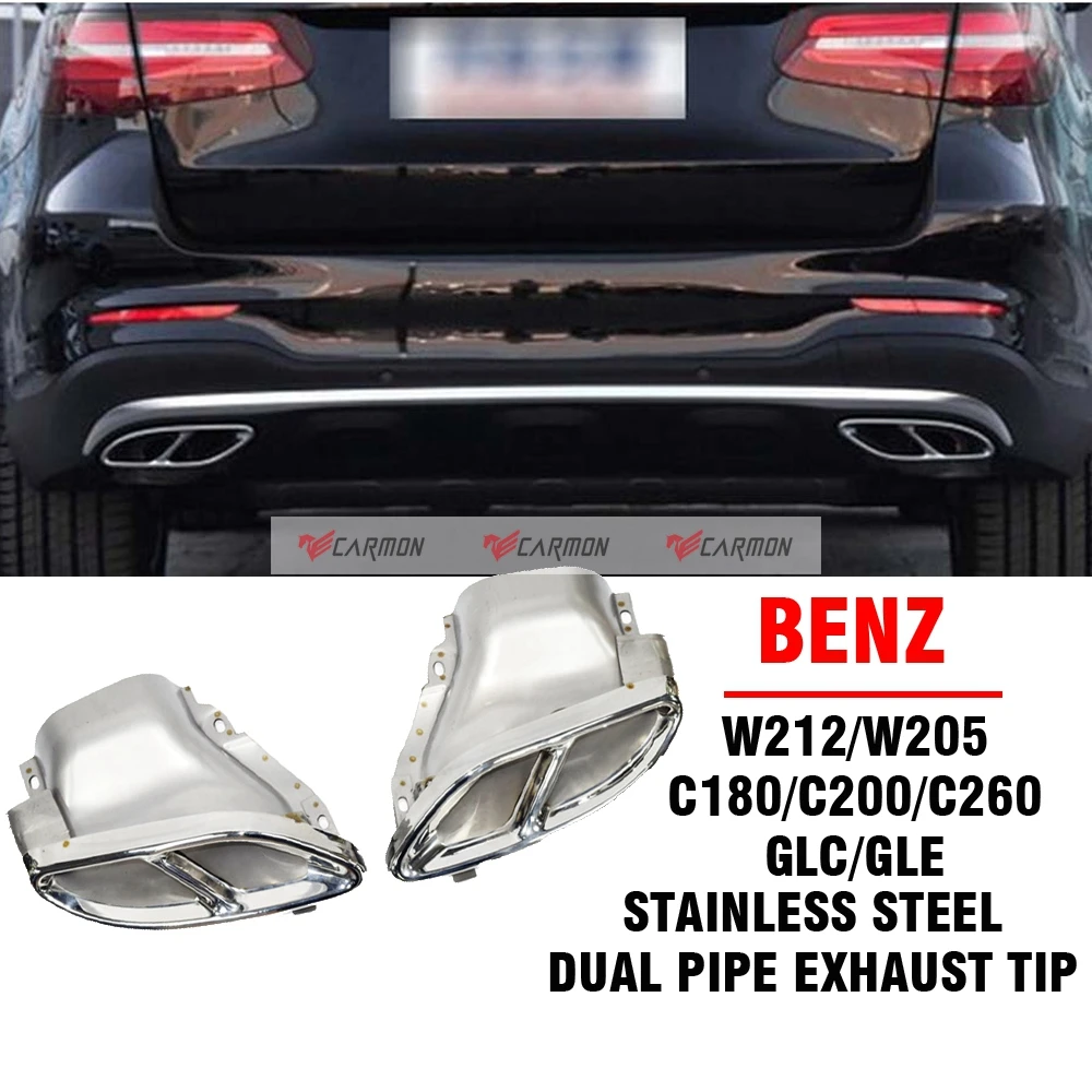 1 Pair 304 Stainless Steel Exhaust pipes muffler tips for Benz W205 W212 C180 C200 C260 GLE GLC Tailpipe Car Modification