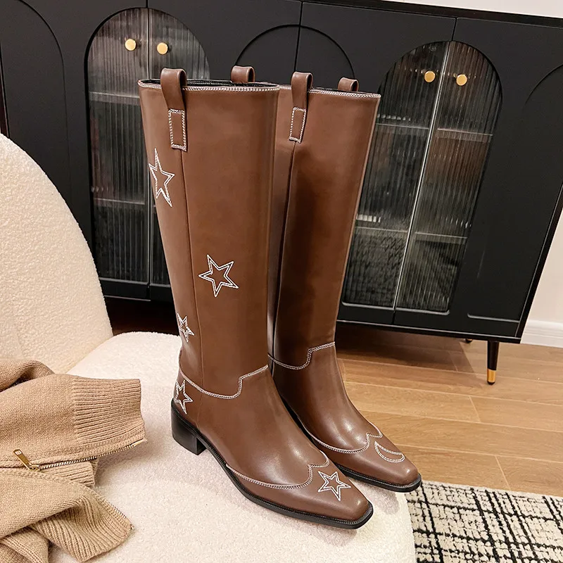 MKKHOU модные сапоги до колена женские новые высококачественные из натуральной