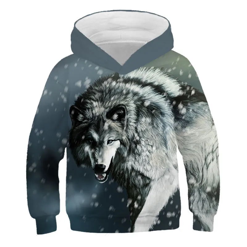 

Children Autumn Fashion Wolf Animals Hoodies Children Boys Girls Long Sleeves Sweatshirt Baby Kids Tops Print Clothes Streetwear