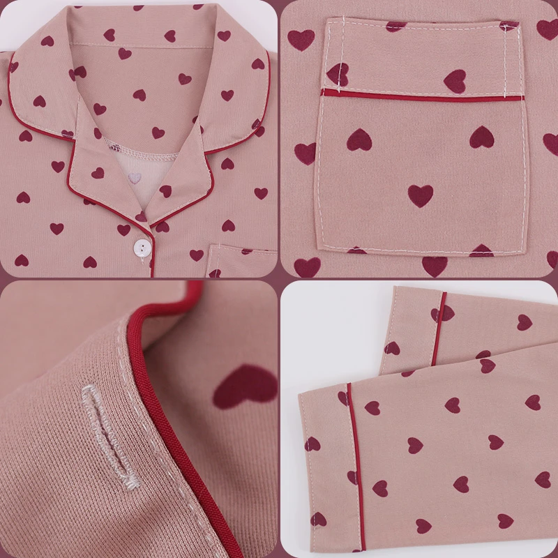 CAIYIER Autumn Winter Korean Grid Sweet Girls Sleepwear Cardigan Long Sleeve Trousers Nightwear For Women Leisure Pajama Mujer