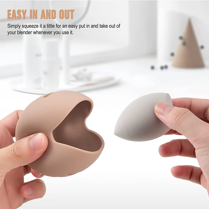 Makeup Sponge Holder with Makeup Sponge Bags Silicone Beauty Make Up Blender Case and Dry & Wet Use Foundation Sponge for Travel
