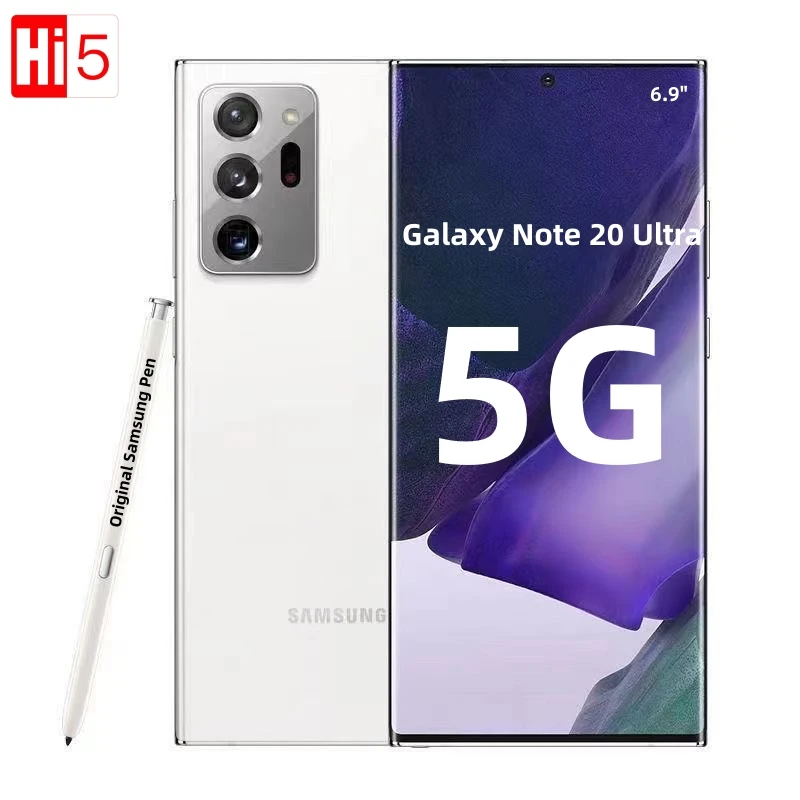 Оригинальный разблокированный сотовый телефон Samsung Galaxy Note 20 Ultra Note20 U, 6,9 дюйма, Φ N986U1, Snapdragon 865 + 12 Гб ОЗУ, 128 ПЗУ, МП
