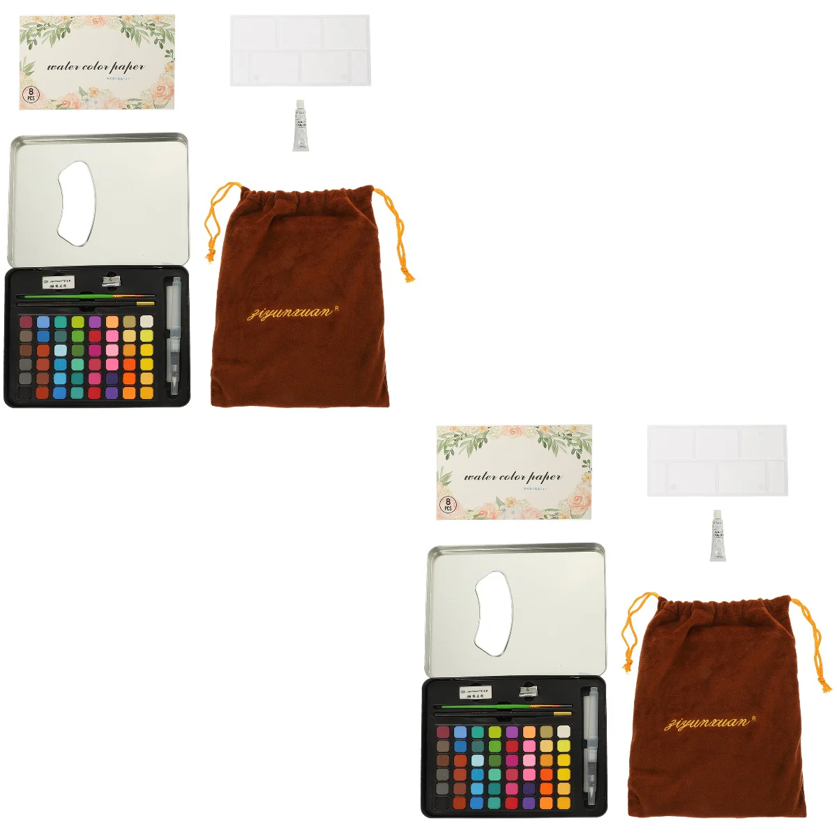 

2 Sets of Watercolor Set Portable Watercolor Set Beginner Watercolor Painting Material