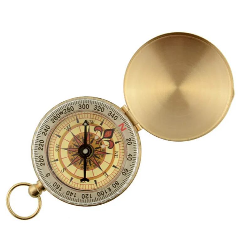 

Camping Hiking Portable Brass Pocket Golden Compass Copper Navigation for Outdoor Activities Survival Source Pointing Guide