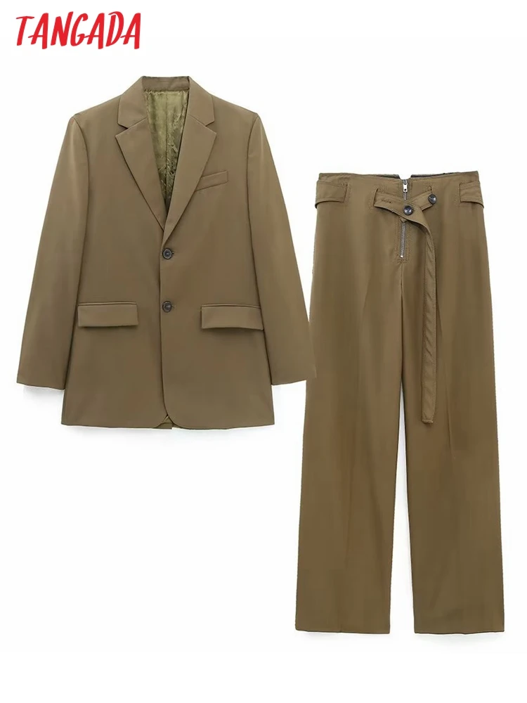 

Tangada Women Loose Blazer Coat Vintage Notched Collar Pocket Fashion Female Casual Outwear 6P81