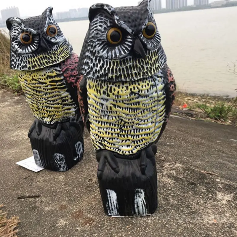 

Realistic Bird Scarer Rotating Head Sound Owl Prowler Decoy Protection Repellent Pest Control Scarecrow Garden Yard Move