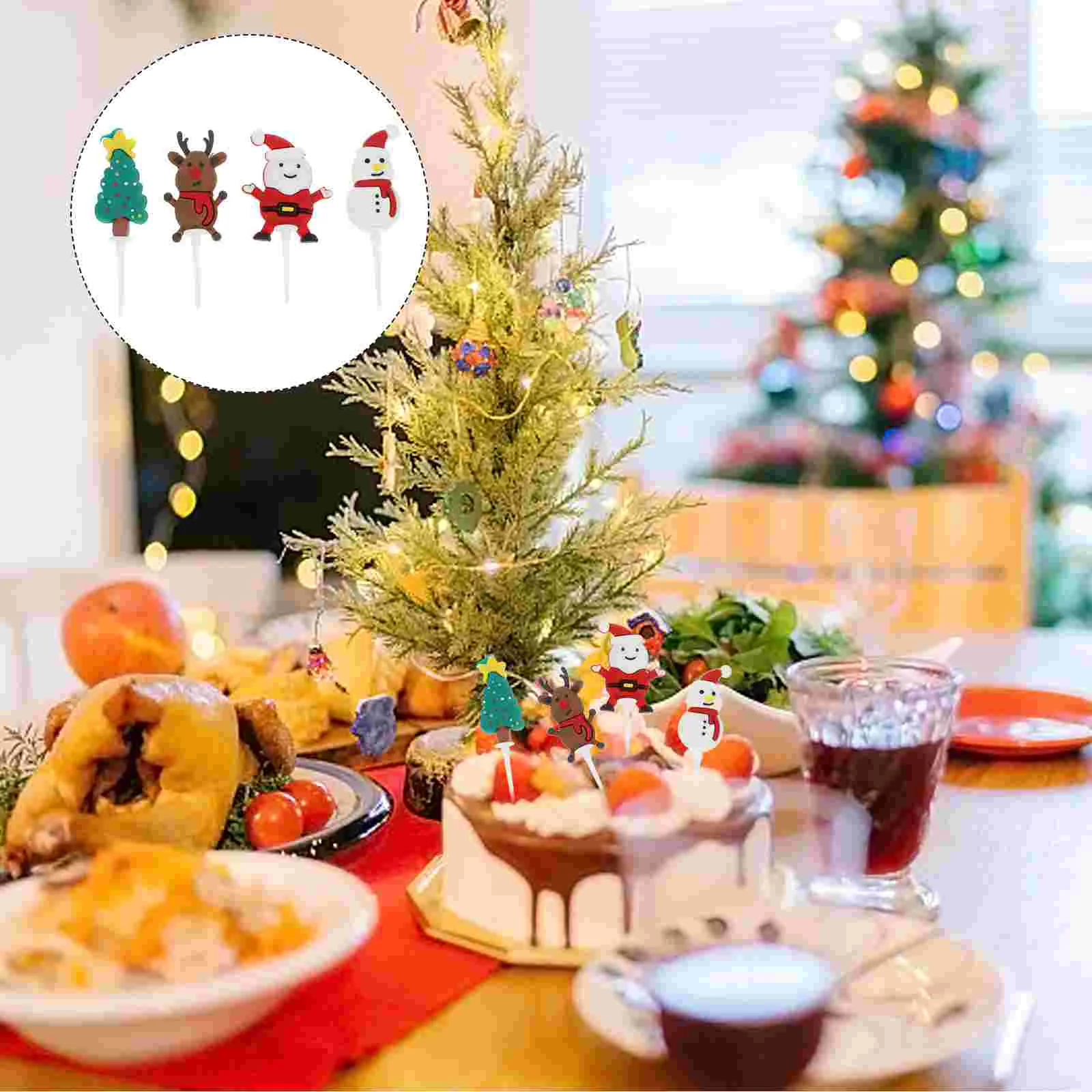 

4pcs Creative Dessert Decor Christmas for Dessert Birthday Cake Cupcake
