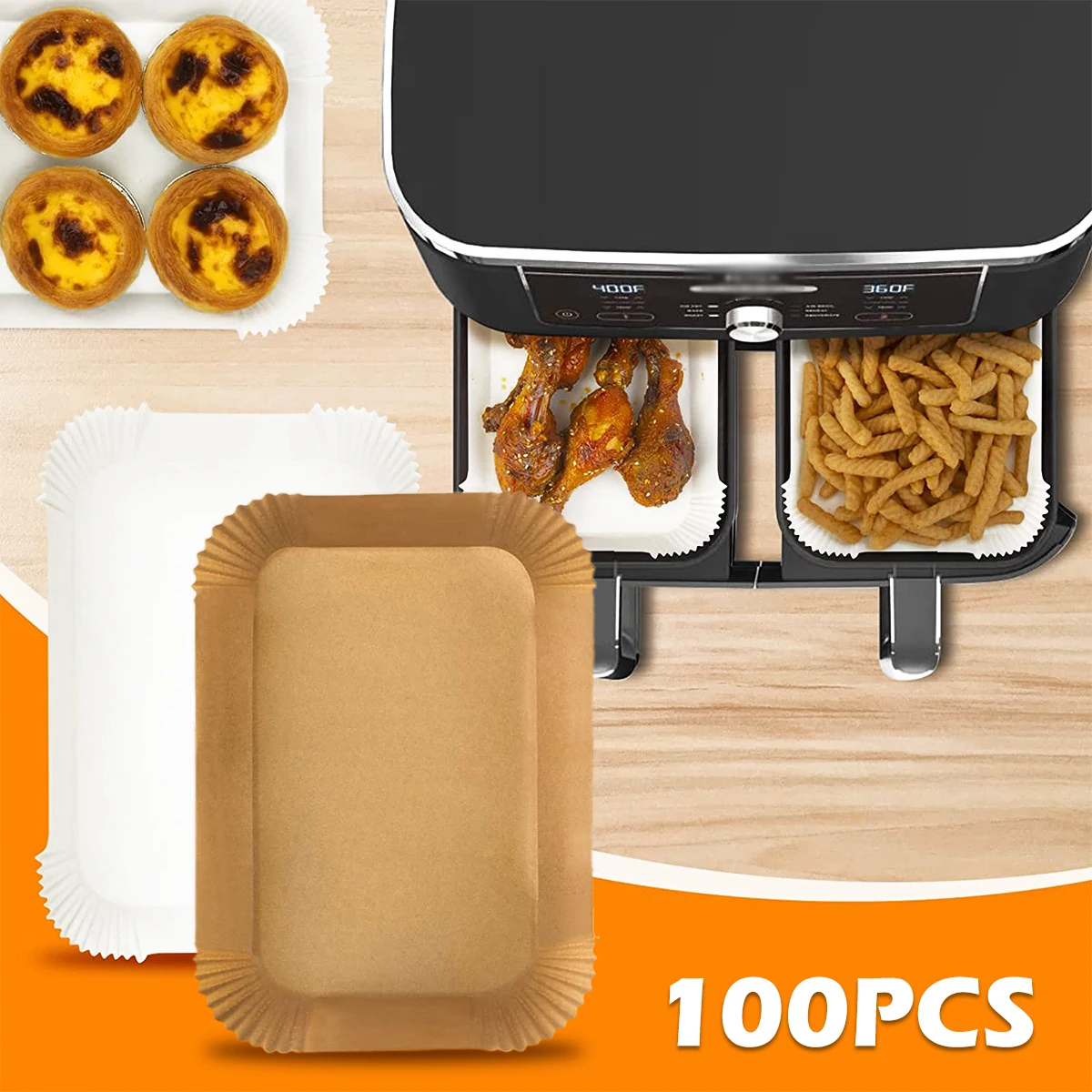 

100PCS Air Fryer Parchment Paper Liners Non-Stick Disposable Paper Tray Barbecue Plate Food Oven Baking Paper Kitchen Tools