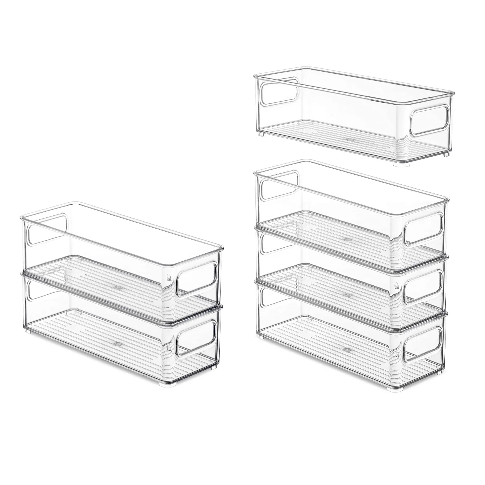 

6 Pcs Refrigerator Organizer Bins, Clear Stackable Plastic Food Storage Rack with Handles for Pantry, Kitchen