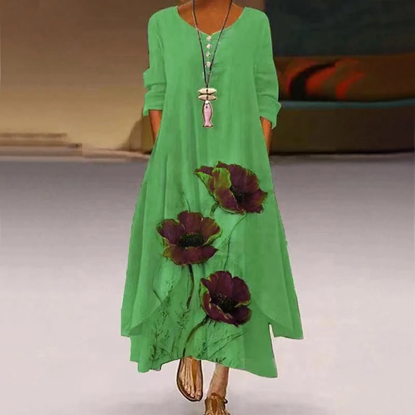 

Женское летнее платье с рукавами, повседневное черное платье-свитер с асимметричным подолом, пуговицами и V-образным вырезом