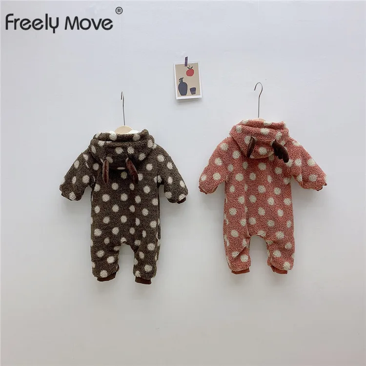 

Freely Move New Cute Baby Newborn Baby Boy Girl Clothes Long Sleeve Hoddies Deer Zipper Baby Romper Clothes Autumn Winter Wear