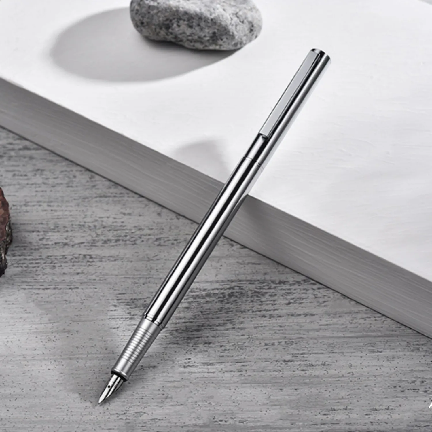 Ручка перьевая HongDian 516GD с металлическим зажимом, чернильная ручка из нержавеющей стали с простым наконечником ef0.4мм, офисные принадлежности для письма, офисные принадлежности