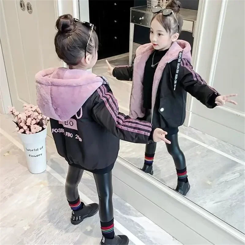 Пальто для девочек верхняя одежда оранжевая Красивая Утепленная зимняя с