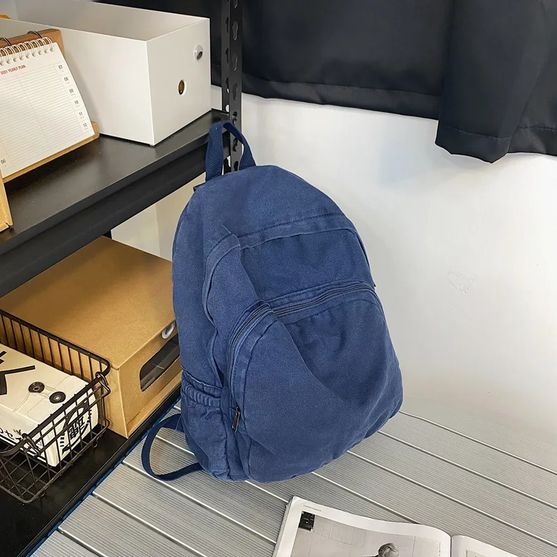Vintage Canvas Japanese backpack Lazy Style teen school backpack Solid Large school bags for boys Casual Big backpacks for girls