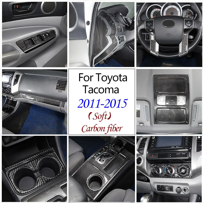 

For Toyota Tacoma 2011-2015 Soft Carbon Car Gear Panel Central Control Instrument Decorative Panel Interior Sticker Accessories