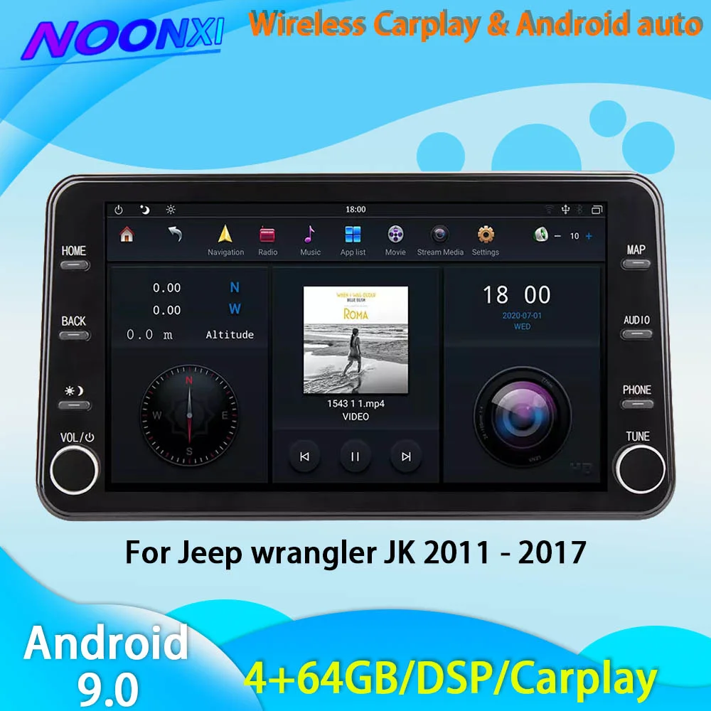 

For Jeep Wrangler 3 JK 2010-2017 Android 9.0 Car GPS Navigation Auto Stereo Multimedia Player Tape Recoder Head Unit DSP Carplay