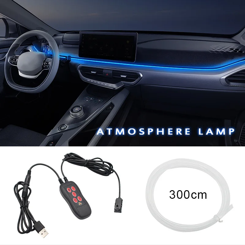 

USB Car Interior Atmosphere Lighting LED 64 Colors Optical Fiber Strips Multiple Modes Sound Control RGB Decorative Ambient Lamp