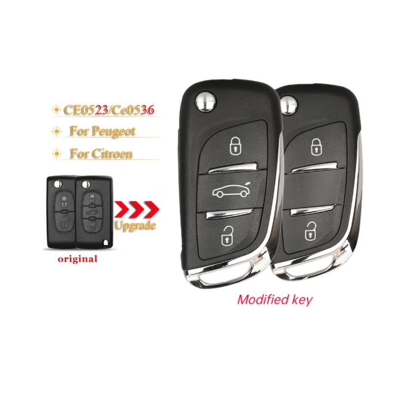 

2/3Buttons Modified Remote Car Key Shell For Citroen C2 C3 C4 Peugeot 107 207 307 307S 308 407 607 Fob VA2/HU83 Ce0523 CE0536