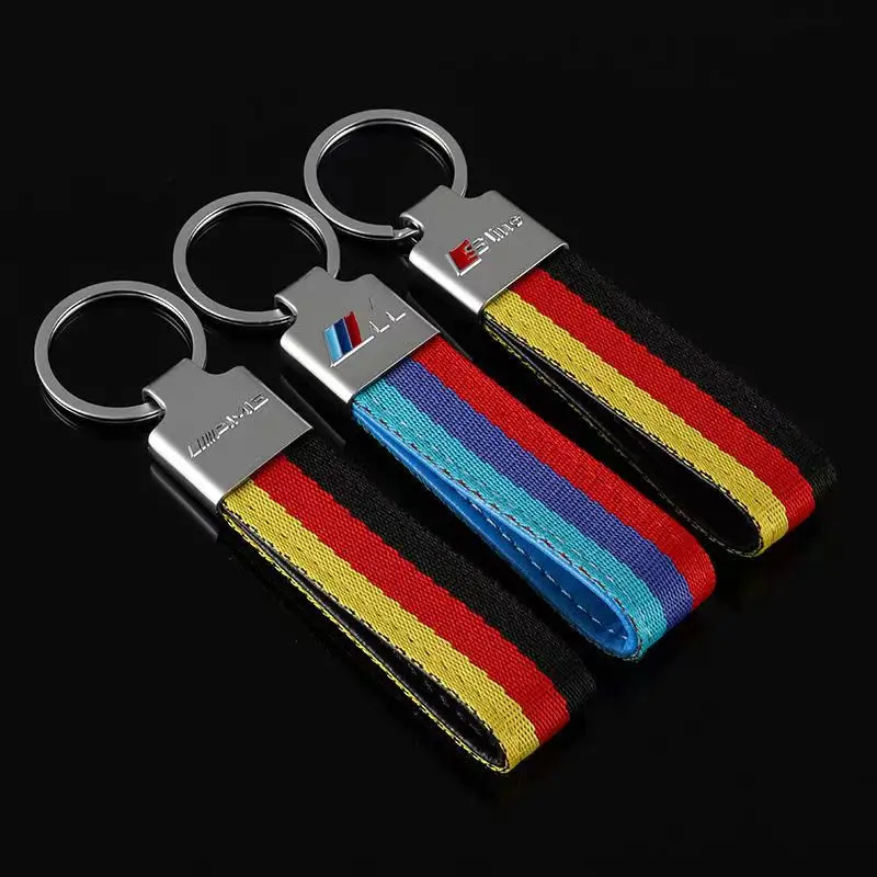 

Afly Three Color Metal Strap For BMW Keychain Keys Hanging Strap Lanyards Wrist Lanyard for Benze AMG Audi Sline Key Chain Hook