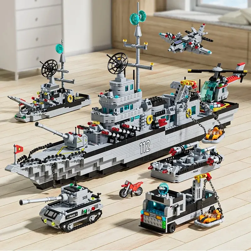 2000 + Шт. Набор Строительных Блоков - Battle Ship City Helicopter Military Boat Toy Kit Развивающие