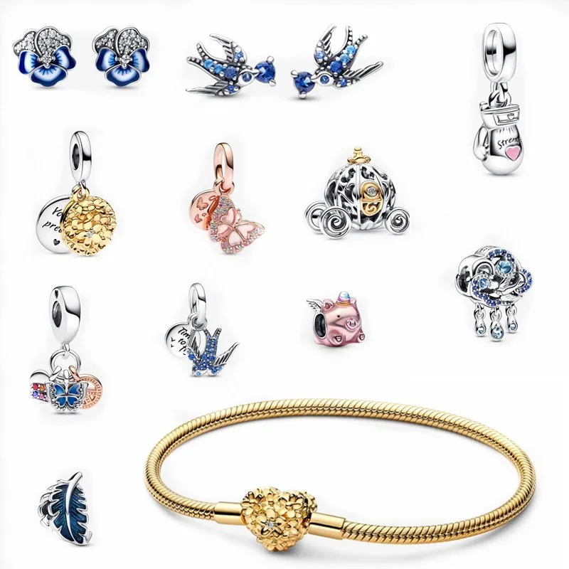 

2023 New Hot Sale Gifts For Women Pumpkin Cart Bracelets DIY Designer Charms Fit Original 925 Silver Beadeds Bangle Jewellery