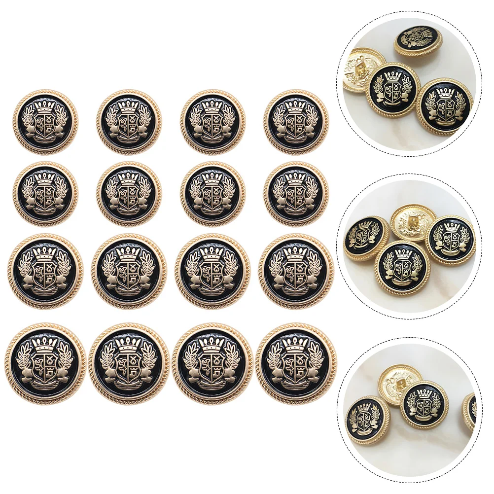 

16 Pcs Shirt Button DIY Crafts Overcoat Button Metal Round Buttons Metal Enamel Blazer Buttons Decorative Button Metal Decor
