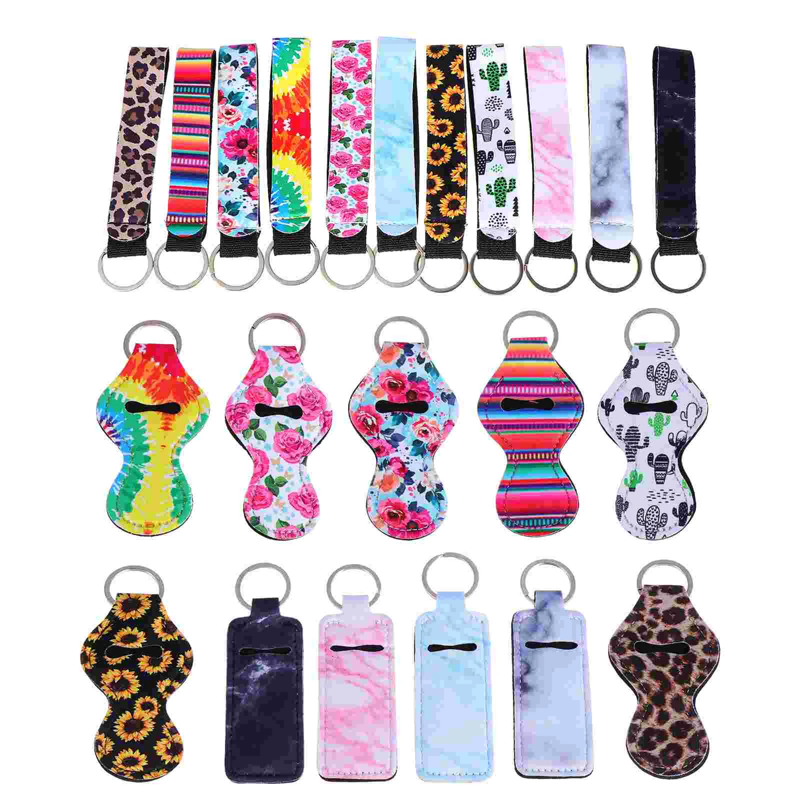 

22 Pcs Lipstick Set Balm Holder Chapstick Key Chain Neoprene Ring Keychain Cream Eva Cover Carriers Travel