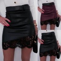 bodycon skirt see through lace streetwear slim fitting zipper skirt for office