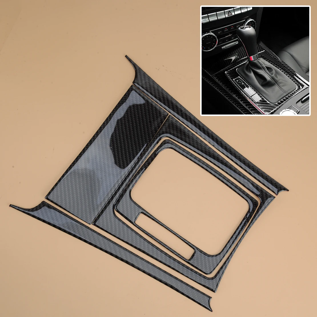 

Black Car Central Console Gear Shift Panel Cover Trim Kit Fit for Mercedes-Benz C-class W204 2007-2013 Carbon Fiber LHD