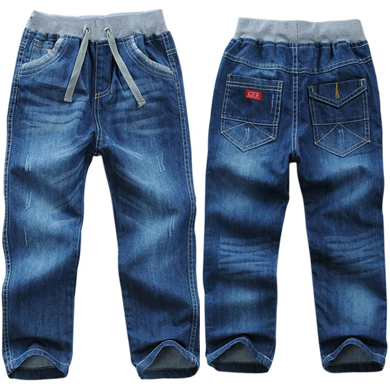 

Брюки детские джинсовые с эластичным поясом, хлопковые повседневные штаны для мальчиков 2-14 лет, весна-осень