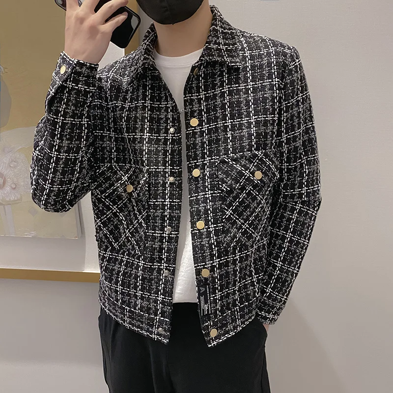 

2022 Autum Winter Plaid Jacket Coat Men Thicken Warm Casual Business Trench Coat Short Streetwear Overcoat Windbreaker S-3XL