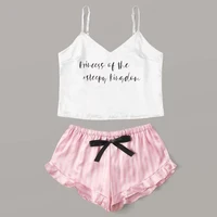 sexy womens pajama set summer lace sleepwear camisole for sweet girls thin silk homewear kawaii vest pink home clothes shorts