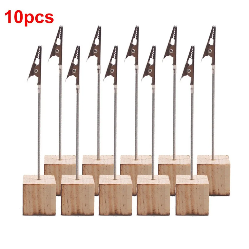 

10Pcs Wooden Metal Photo Alligator Clip Memo Diy Wire Picture Frame Table Stand For Photo Memo Clip Wood Holder Stand Home Décor