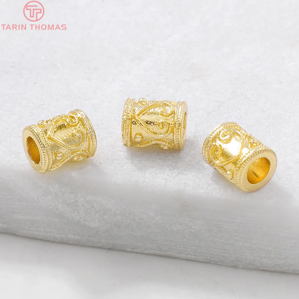 

(3074)10PCS 6X7MM Hole 3MM 24K Gold Color Plated Brass Cylinder Tube Bracelet Beads High Quality Diy Jewelry Accessories