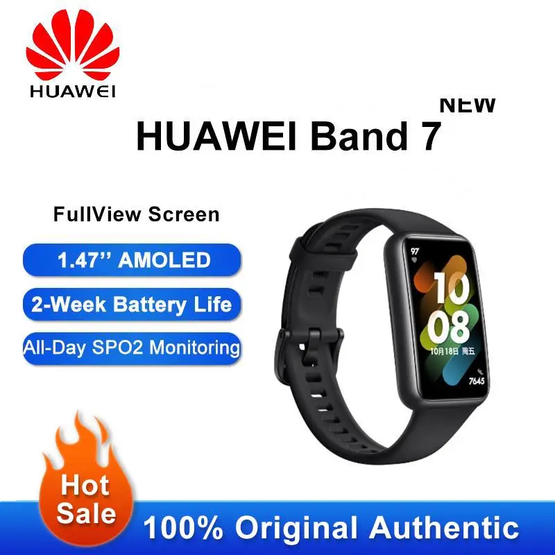

Совершенно новый смарт-браслет Huawei Band 7 с 2-недельным временем работы от батареи, Bluetooth, Мониторинг SpO2, пульсометр, водонепроницаемые Смарт-часы