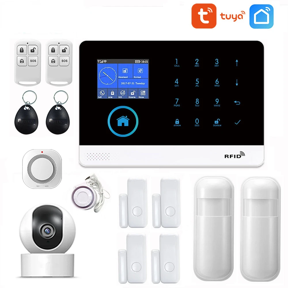 

PG-103 Home Security Alarm System Wifi GSM Alarm Intercom Remote Control Autodial 433MHz Detectors IOS Android Tuya APP Control