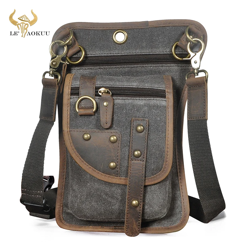 

Дизайнерская мужская холщовая и толстая маленькая сумка из натуральной кожи на одно плечо, дорожный поясной кошелек, забавная поясная сумка, сумка для планшета 2141