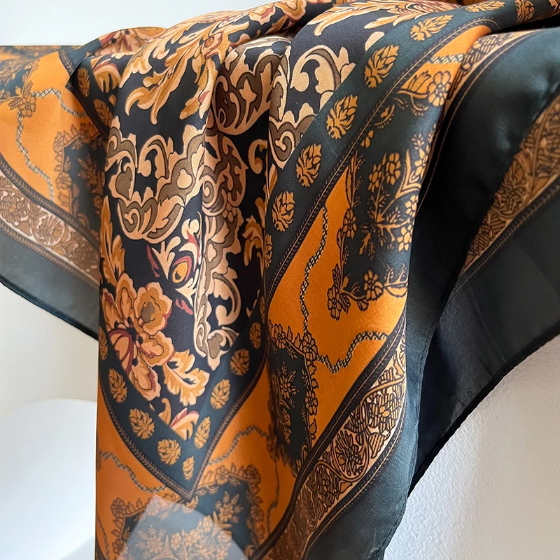 2024 Новый шелковый шарф 110x110 см роскошный брендовый дизайнерский женский