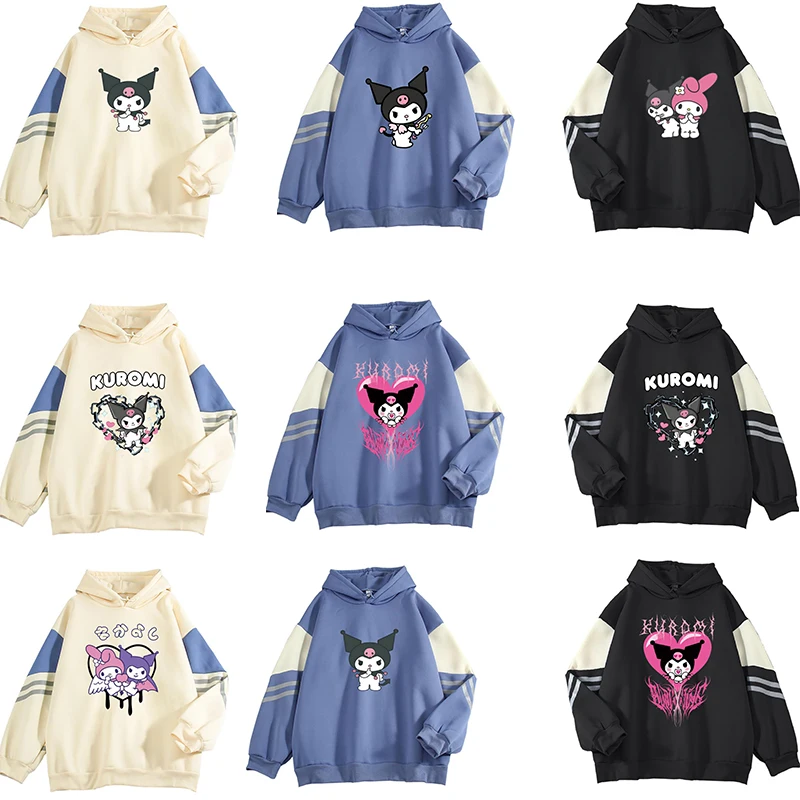 

Новая толстовка с капюшоном и принтом для пары аниме Kuromi Милая мультяшная Mymelody с длинным рукавом осенне-весенние пуловеры модное универсальное пальто
