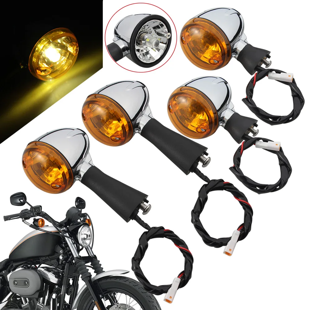 

Motorcycle LED Turn Signal Relocation Front&Rear Turn Signal Lights Amber Indicators FOR INDIAN 14-20 SCOUT Sixty BOBBER