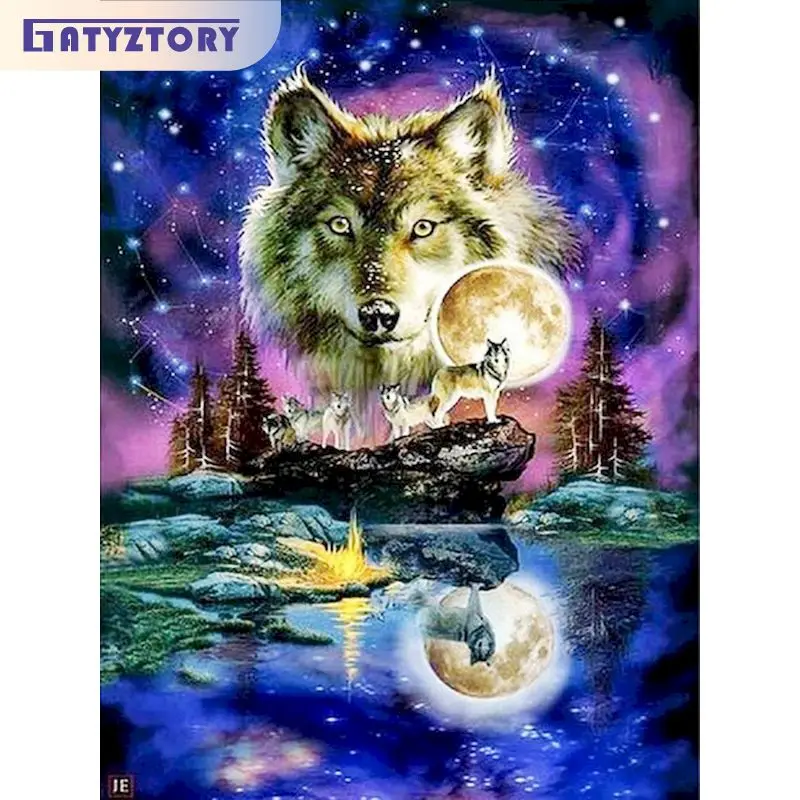 

GATYZTORY Diamond Painting Wolf Diamond Mosaic Full Square Animals Rhinestones Of Pictures 5D Embroidery Art Decoration