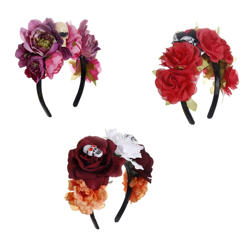 

Halloween Headband with Skull Flower Hair Hoop Hair Accessories for Celebrations